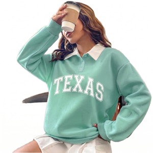 Sudadera de cuello alto de algodón terry tejido con estampado frontal personalizado, antiencogimiento, transpirable, ecológica, con hombros caídos, para mujer, otoño - Product Image 3