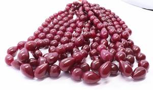 Cuentas de rubí AAA lisas y rectas de 8x14-12x17 mm, cuentas de piedras preciosas de rubí teñido, hilo de cuentas de rubí lisas de 16 pulgadas para la fabricación de joyería. - Product Image 3