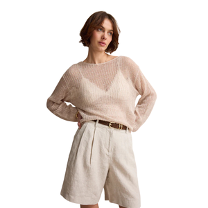 Suéter de punto de malla de lino para mujer, transpirable, ligero, de verano, jersey de manga larga, informal, elegante, a la moda - Product Image 3