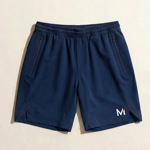 Shorts de sport unisexe MI Elite, noir uni, taille élastique, respirant, performance running, coupe régulière, équipement professionnel - Product Image 1