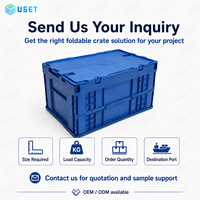 Caisses pliables en plastique recyclable UGET avec couvercle attaché, robustes et durables, pour déménagement, avec un design pliable confortable