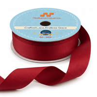 Ruban gros-grain tissé 100 % polyester rouge 25 mm, résistant au rétrécissement, 50 mètres, pour emballage de cadeaux, scrapbooking, garniture de vêtements et accessoires capillaires