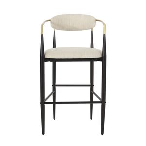 Set of 2 Counter Height <b>Bar</b> <b>Stools</b> with Iron Legs Upholstered Beige Fabric Seating 260mm for Kitchen Island <b>Bar</b> <b>Backs</b> Included - Product Image 6