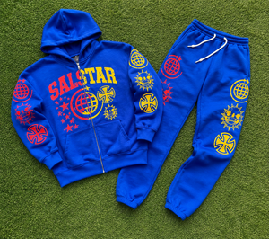 Ensemble de survêtement bleu personnalisé pour homme, 2 pièces, sweat à capuche imprimé graphique, pantalon de jogging, fabricant de vêtements de sport streetwear - Product Image 6