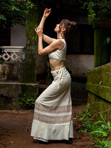 Handmade Cotton <b>Boho</b> Wrap Maxi <b>Skirt</b> for Women High Waist Tribal Print Festival Resort Vacation Wear - Product Image 2