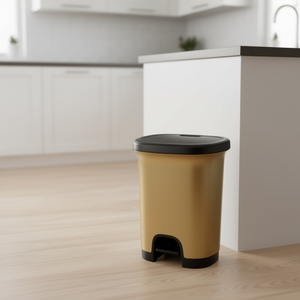 CUBO PEDAL 18L Cestino per Rifiuti con Coperchio Ribaltabile Dorato e Parte Superiore Nera, Elegante Contenitore per Rifiuti - Product Image 2