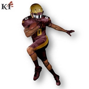 Uniforme de football américain personnalisé pour hommes, imprimé par sublimation bordeaux et or, polyester respirant, coutures invisibles, vêtements d'entraînement pour adultes - Product Image 4