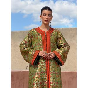 Traditional Winter Party Kimono-<b>kaftan</b> Velvet Silk Brocade Subtle Textured Motif High Neckline Floor-Length Stretchable - Product Image 2