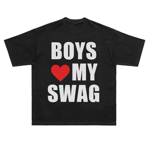 T-shirt en jersey pour homme, style streetwear Y2K, imprimé cœur et lettres, coupe classique, respirant, séchage rapide, 100% coton, 300g - Product Image 1