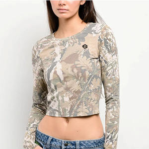 Camiseta Corta de Manga Larga con Estampado de Camuflaje Estilo Y2K, Ajustada, a la Moda, Marca Privada, Camisetas Personalizadas para Mujer, Venta al Por Mayor en EE. UU. - Product Image 4