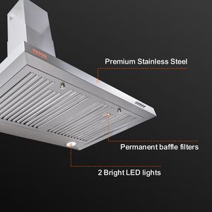 Cappa aspirante a parete a camino per forno da cucina in acciaio inossidabile con ventola di scarico a 3 velocità e filtro permanente 2 - Product Image 6