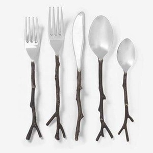 Latest Design Top Selling Stainless Steel Silver Polished Cutlery Luxury <b>Flatware</b> with Copper Finishing Handle - Product Image 3