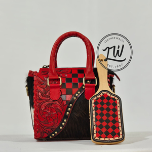 <b>Top</b> Selling Proper Designer Unique Stylish Leather Checkered Purse And Women Western Style Handbags And Hand <b>Tooled</b> Tote Bags - Product Image 2