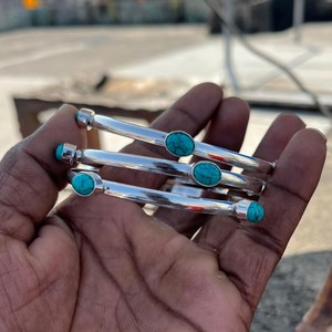 Turquoise <b>Bangle</b>, 3 <b>Set</b> OF <b>Bangle</b>, Handmade <b>Bangle</b>, Gemstone <b>Bangle</b>, Turquoise jewellery - Product Image 3