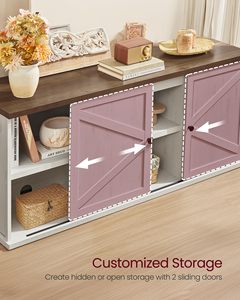 Meuble TV style ferme moderne avec portes coulissantes, armoires de rangement spacieuses, panneaux en MDF <span class=keywords><strong>mélaminé</strong></span> durable, multiples designs décoratifs - Product Image 3