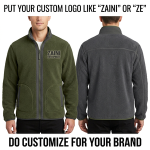 240g Premium Sherpa <b>Puller</b> Fleece Jacket Olive Gray Contrast Panels Custom Logo OEM ODM Waterproof Breathable Reflective Jacket - Product Image 1