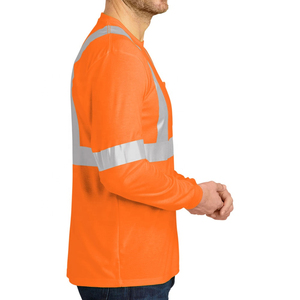T-shirt de travail réfléchissant à manches longues haute visibilité pour homme, personnalisable avec logo, pour l'hiver et les travaux de construction - Product Image 2