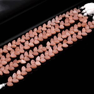 Cuentas de Piedra Lunar Naranja Natural AAA en Forma de Hoja Talladas a Mano, 10x11MM, Cuentas Sueltas de Piedra Lunar para Fabricación de Joyas al por Mayor - Product Image 3