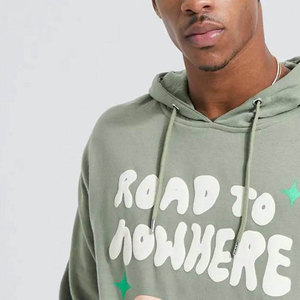 Sweat à capuche zippé vert pour homme, coupe oversize personnalisée, logo gaufré au dos, en molleton de coton, décontracté, pour l'automne, séchage rapide - Product Image 3