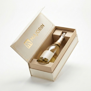 Caja de Regalo Magnética de Cartón Rígido para una Sola Botella de Champán, con Inserto de Papel Ecológico, Diseño Personalizado de Lujo - Product Image 1