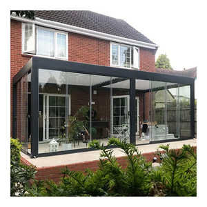 Pérgola económica 3x3 Pérgola bioclimática de aluminio negro Pérgola con persianas para exteriores impermeable sostenible unida <span class=keywords><strong>a</strong></span> la <span class=keywords><strong>pared</strong></span> - Product Image 1