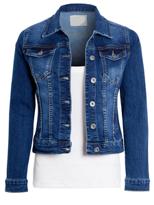 Slim Fit Stonewashed Denim Jacket Women's <b>Button</b> Up Casual <b>Jean</b> Coat Solid Color Long Sleeve Topstitch Design Autumn Wear - Product Image 6