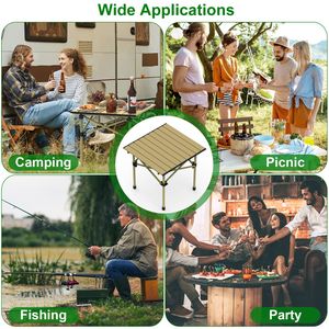 Portable Lightweight Carbon Steel <b>Folding</b> Camping <b>Table</b> Heavy Duty Outdoor Beach Carry Bag Roll-up Picnic BBQ Desk - Product Image 6