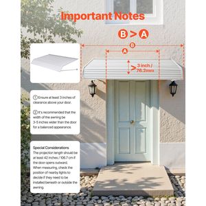 Toldo de Aluminio Resistente de 60 x 42 Pulgadas, Ligero y Estable, para Puerta y Ventana, Protección Exterior contra la Lluvia - Product Image 5