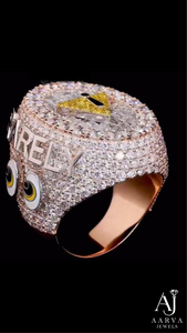 Pav Moissanite Crystal Band Ring <b>Watch</b> Statement Jewelry Rhodium & Gold Plated Silver Unisex Party Gift - Product Image 4