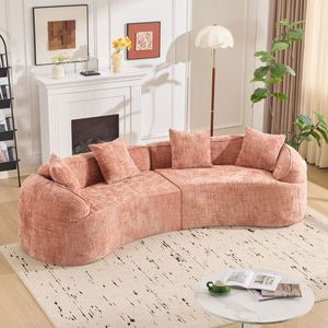 Divano Curvo Rosa Comprimibile, Stile Nordico Creativo, Morbido e Confortevole per Diverse Scenari nel Soggiorno - Product Image 1
