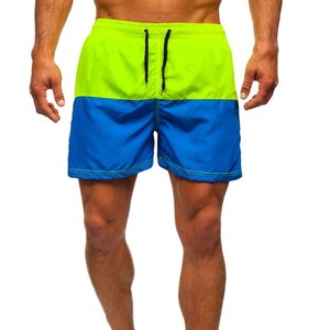 Short de bain pour homme à blocs de couleur, séchage rapide, taille à cordon, bleu-vert, décontracté - Product Image 4