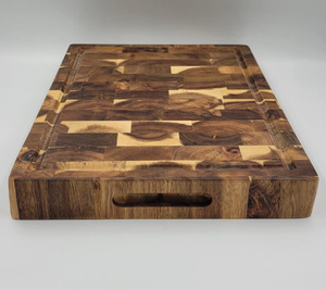 Tabla de cortar de madera de teca vietnamita con veta de extremo, bloque de carnicero de doble cara para encimera de cocina - Product Image 2