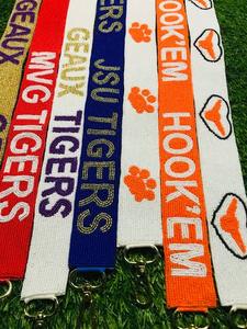 Go Cats Beaded <b>Bag</b> Strap Embroidery Work <b>Blue</b> Paws Print Glass Seed Beads Crossbody Shoulder Belt Replacement Wide Purse Handle - Product Image 5