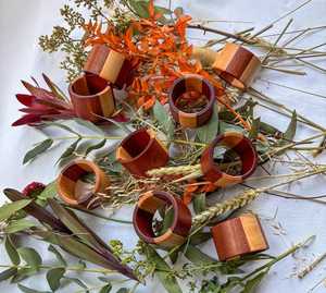 Classic Handcrafted Wooden Napkin Rings | Elegant Vintage Acacia or Teak Wood Napkin Holders - Product Image 1
