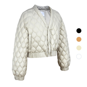 Chaqueta Acolchada Ligera para Mujer, Estilo Bomber, con Botones Frontales, Acolchado en Forma de Diamante, para Invierno, Venta al Por Mayor - Product Image 4