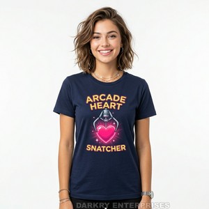 เสื้อยืดลายกราฟิก Custom Arcade Heart Snatcher สีกรมท่า ผ้าฝ้าย 100% เสื้อยืดแฟชั่นสำหรับผู้หญิง เสื้อเกมเมอร์ ผู้ผลิตเสื้อผ้า โรงงานผลิตเสื้อผ้า - Product Image 1