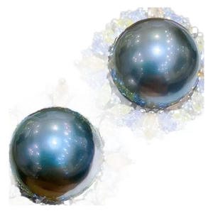 Boucle d'oreille en argent 925 de style français, perle verte paon et noire, 10-11 mm, perles naturelles presque parfaites - Product Image 5