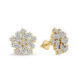 Boucles d'oreilles tendance en or massif 9k/10k/12k/14k/18k avec fleur de pivoine et diamants de laboratoire (3 carats) Tw. Pour femmes et filles - Product Image 4