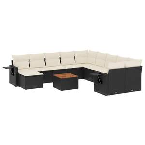 Conjunto de Sofás Modulares Grandes de Ratán Sintético Negro para Jardín - Product Image 2