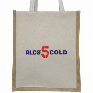 <b>Canvas</b>+Jute Bag 14x12x5 12 Liter Natural Jute <b>Canvas</b> <b>Tote</b> Bag Jute <b>Tote</b> Bag - Product Image 1