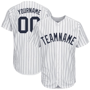 เสื้อเบสบอลแท้ลายทางขาวดำคุณภาพสูงขายส่งยอดนิยมสั่งทำได้ - Product Image 2