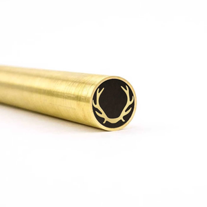 Tube en laiton avec incrustation motif bois de cerf, finition dorée, cylindre creux pour manches de couteau, longueur personnalisable - Product Image 1