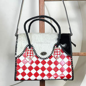 Sac à main tendance pour femme avec poignée supérieure, sac fourre-tout élégant pour le quotidien, motif à carreaux, en cuir de vachette, avec fermoir métallique, sac bandoulière - Product Image 4
