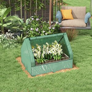 Small Outdoor Gardening Metal Raised Garden Bed with Green and Silver Cover Garden Greenhouse <b>Planter</b> <b>Box</b> - Product Image 2