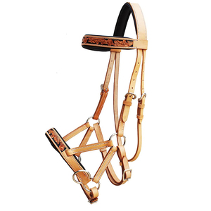 Ensemble de bridon Crank Cavesson en cuir de vache italien rembourré de haute qualité - Équipement équestre western durable avec perles artistiques - Product Image 2