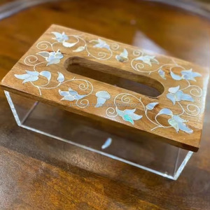 Boîte à serviettes en coquillage naturel, fabrication artisanale, logo personnalisé, couleur personnalisée, design moderne classique multifonctionnel pour table, luxe - Product Image 1