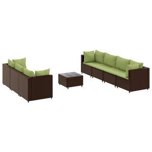 Set da 8 Pezzi Modulare in Polyrattan Marrone per Patio e Giardino, Set da 7 - Product Image 2