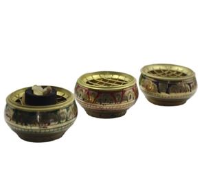 Tradnary Fragrance Rose Bowl Three Piece Set in Brass With Etched Design & Colored Modern Design & New Style for Fragrance Oil - Product Image 1