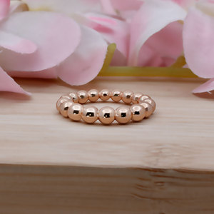 Fine Jewelry 925 Sterling <b>Silver</b> Rose Gold Plated Vintage Minimalist Ball Bead <b>Ring</b> for Women <b>Adjustable</b> Wedding <b>Ring</b> - Product Image 3