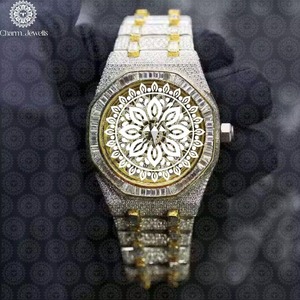 Montre en diamant Moissanite de qualité supérieure pour homme, montre-bracelet de luxe étanche, accessoire pour mariage et soirée, à vendre - Product Image 2